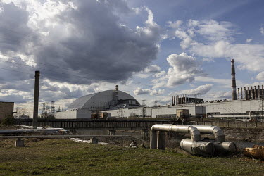 The New Safe Confinement structure, which seals Reactor Number 4 and the original concrete sarcophagus built immediately after the 1986 nuclear disaster.