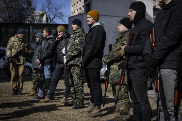 Territorial Defence Volunteers undergo weapons training, before being deployed to fight against Russian forces near Kyiv.