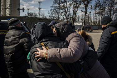 A steady stream of civilians who arrived in minivans and ambulances, some injured, at an aid station in north west Kyiv, having being evacuated from the besieged town of Irpin. They were cared for by...