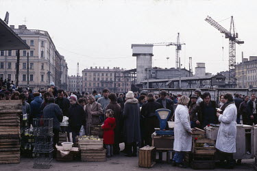 A busy open air street market.