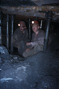 Coal miners underground at the Chaikina coal mine. Ukrainian coal miners went on strike seeking political change at the Kremlin and contributing to the dissolution of the Soviet Union. Although on str...