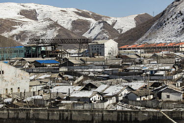 A view of the town of Hyesan, North Korea, seen from across the border in Changbai.