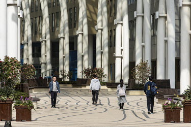Students walk through the campus of the Shanghai Tech University in the Zhangjiang Hi-Tech Zone.