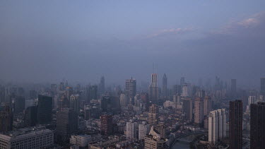 An aerial photograph taken above Shanghai.