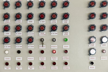 A control panel in a control room at a shale gas collection and transfer facility at the Fuling shale gas project site, operated by Sinopec Chongqing Fuling Shale Gas Exploration and Development Co.,...