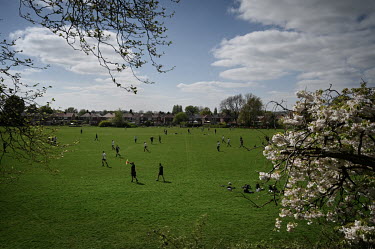 Amateur clubs playing football on a pitch near a the town's bankrupt professional club Bury FC.  Local elections are due in the political constituency of Bury North on 27 April 2022, a traditionally L...