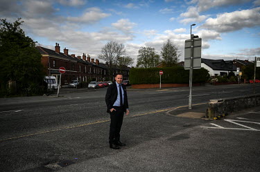 Conservative Party councillor Nicholas Jones in the Whitefield area of Bury.  Local elections are due in the political constituency of Bury North on 27 April 2022, a traditionally Labour Party seat th...