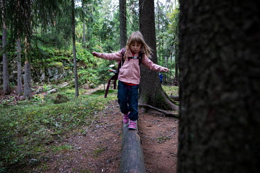 A pupil at Fortet Barnehage, a forest kindergarten founded by Dag Fredriksen.