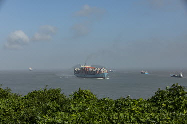 The Soro Maersk container ship travels in the Yangshan Deep Water Port.