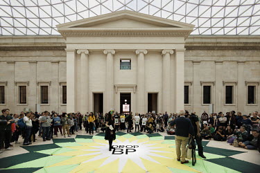 Climate activist group 'BP or not BP' stage a 'Drop BP' event in the British Museum, calling for an end to BP sponsorship.