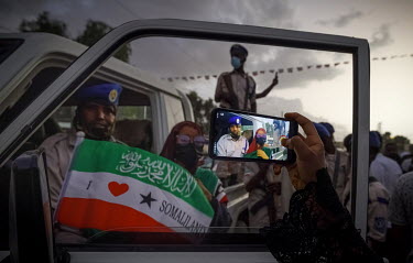 People celebrating on the 31st anniversary of Somaliland's independence gather in the city centre.