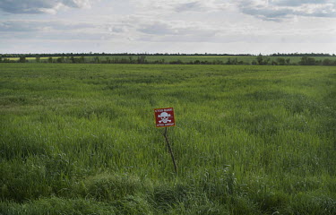 A Minefield north of the village of Barvinkove on the Ukrainian front lines facing the Russian held town of Izium.