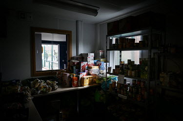 Items of food stored in the Brandlesholme foodbank, where volunteers provide aid for local people in need.  Local elections are due in the political constituency of Bury North on 27 April 2022, a trad...