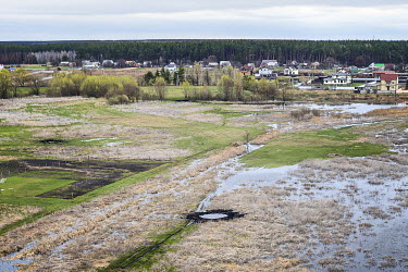 A bomb crater in the River Irpin flood plain. The cause of the current flooding is not clear with speculation that it was either an Ukrainian attempt to block Russian military access routes to Kiev (K...