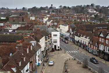 A view of the small town of Battle from the Gatehouse of Battle Abbey, built on the site of the Battle of Hastings (14 October 1066).