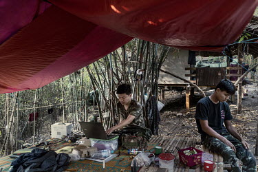People's Defence Force soldiers in a PDF camp in an undisclosed location in Karen State.