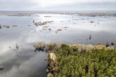 A view of the flooded Irpin River basin. The cause of the current flooding is not clear with speculation that it was either an Ukrainian attempt to block Russian military access routes to Kiev (Kyiv)...