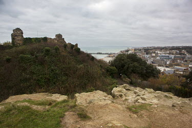 Hastings Castle which sits high above the town.