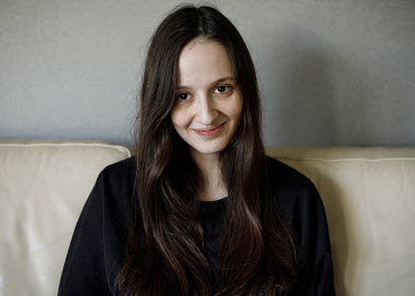 Lucy Shtein (25), a member of the activist group Pussy Riot in her flat in Vilnius. Lucy decided to leave Russia after Putin invaded Ukraine.
