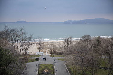 View of a park next to the Black Sea.