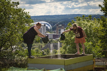 Hedley Well and Rey Blewett tending vegetable gardens at the Byker Community centre.  The Byker community has been blighted by the impact of decades of unemployment and underinvestment. Earlier this m...