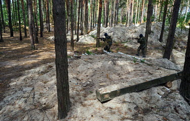Bucha Territorial Defense Forces training in the fortified area created by the occupying Russian Forces near the village of Lubyanka.