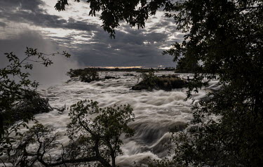 The Zambezi River just before it cascades over Victoria Falls.