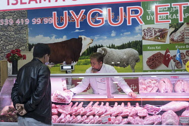 A Uyghur halal butcher's shop in Zeytinburnu.