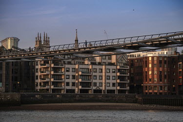 The Millennium Bridge spanning the River Thames during the coronavirus lockdown.