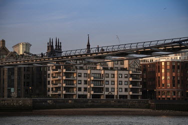 The Millennium Bridge spanning the River Thames during the coronavirus lockdown.