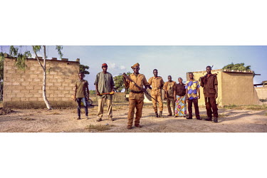 Members of the Poessin village self-defence force (Koglweogo or bush guardians), in their village near Ouagadougou.  Once considered 'safe', Burkina Faso (meaning 'land of the upright man') is sufferi...