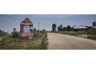 A sign announcing the army unit controlling the roads near Bunia where the roads are particularly unsafe.  There are at least 5.5 million internally displaced people (IDPs) in the DRC, mostly in the e...