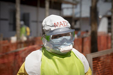 A worker in full ppe at the Butembo Ebola Treatment Centre.