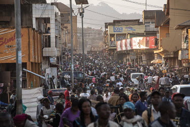 A crowded road in the centre of Butembo where high density living makes the spread of the ebola virus difficult to stop.