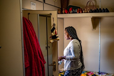 Londeka Noxolo Zulu, the manager of the eye clinic on the Phelophepa healthcare train, leaves her cabin to attend to patients during a visit to Thaba Nchu railway station. The train, which has been he...