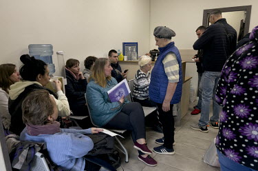 Ukrainian refugees at the Civic Assistance Center (branded as a foreign agent) in Moscow to get help with money, clothes and paperwork.  Refugees arriving in Russia on their own to stay with relatives...