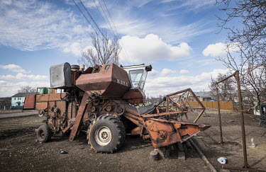 An old combine harvester. Ukraine produces almost 12% of the wheat in the global export market.