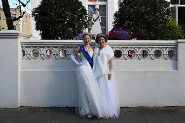 Emma Samuel (R) and her daughter Liberty Samuel at the Abingdon Platinum Jubilee street party held to commemorate 70 years on the throne for HRH Queen Elizabeth II.