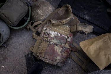 A set of bloodstained body armour lies on the ground near a medic station in the city of Bakhmut. After 100 days of war, and the fighting becoming increasingly brutal on the frontlines, medics talk of...