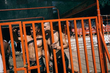 Oil wrestlers prior to competing at the Kirkpinar Stadium, near the western border city of Edirne, the venue of the Turkish national sport of Oil Wrestling.