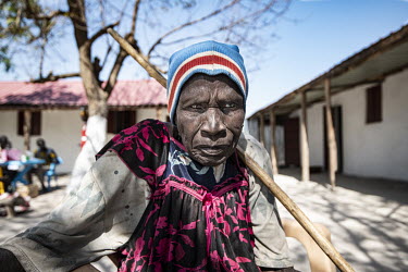 A elderly woman waits to be seen outside the Medair clinic in Padeah.   Since the end of 2013, conflict has cost almost 400,000 lives and left six million people, of a population of 11 million, desper...