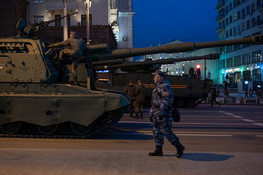 A Victory Day parade rehearsal on Tverskaya Street.