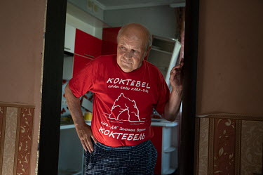 Aleksandr Kaidalov (70) at his son's house at 23 Mayakovskaya Street destroyed by the shock wave from the explosion of a Tochka-U missile on the night of 3 July 2022.  Government services say they wil...