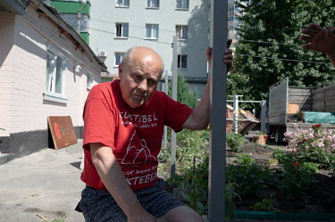 Aleksandr Kaidalov (70) outside his son's house at 23 Mayakovskaya Street destroyed by the shock wave from the explosion of a Tochka-U missile on the night of 3 July 2022.  Government services say the...