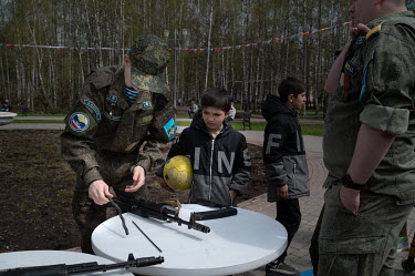 Pupils of military-patriotic clubs in Moscow and the Moscow region participate in a sport competition dedicated to Victory Day in the Great Patriotic War.