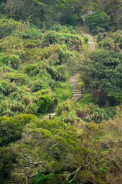 A stairway leading out of Tien Ao village. Xiju islet is part of the Matsu archipelago that is Taiwanese territory, but lies just off the coast of mainland China.