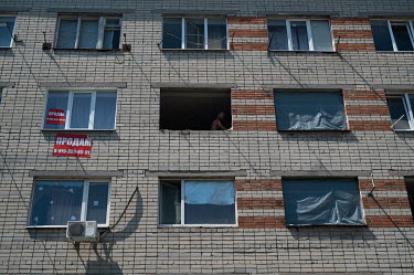 A residential building, at the intersection of Popov and Mayakovsky streets, which had its windows blown out during an explosion on the night of 3 July 2022 which the Russian authorities claim was cau...