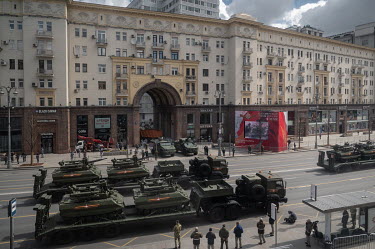 A Victory Day parade on Tverskaya Street.
