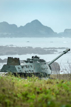 An abandoned ROC Army M41 tank sits 'guarding' the coastline of tiny Dongju Island, part of the Matsu archipelago, Taiwanese territory just a few miles from mainland China.
