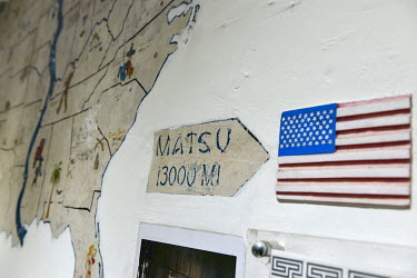 A mural inside part of the compound that formerly housed the MDCAT (Matsu Defense Command Advisory Team), painted by home-sick US military advisers based on Matsu during the Cold War, in the 1960s.